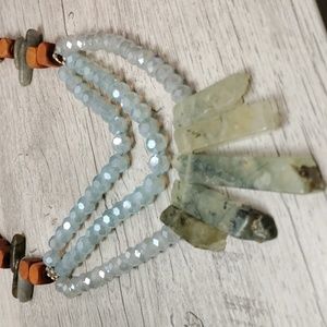 Green Stone and Wood Necklace
